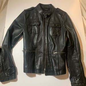 Black Rivet Woman Genuine leather Moto Jacket.